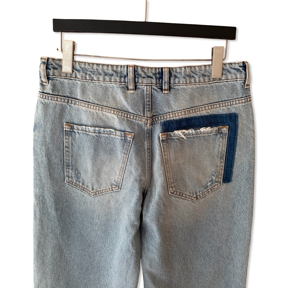 SER.O.YA Heidi Blue Patchwork Jeans denim straight leg pants NWT $370 sz 28 - Picture 10 of 13